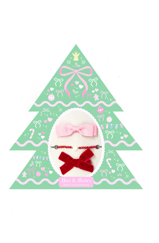Christmas Tree Bows & Bracelets Gift Set
