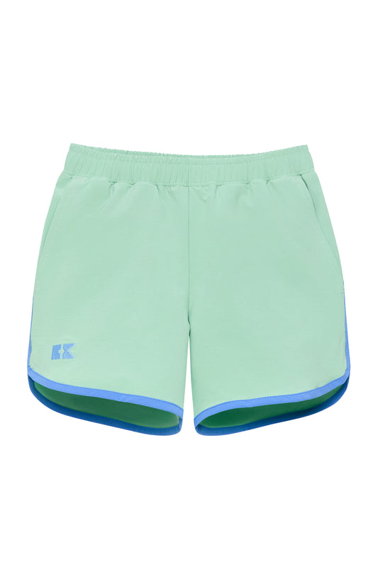 Palm Green with Blue Piping Super Short