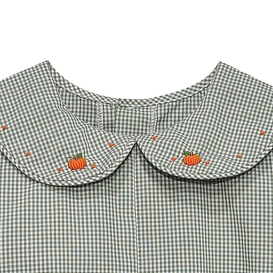 Gray Blue Williams Romper - Pumpkins