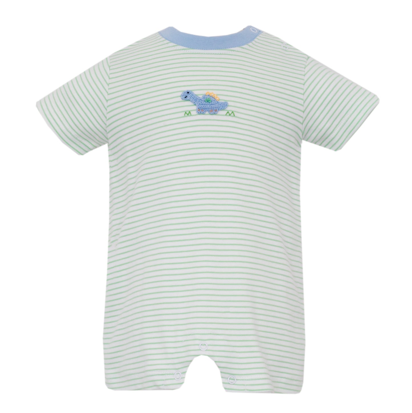 Dino Green Stripe Knit Romper