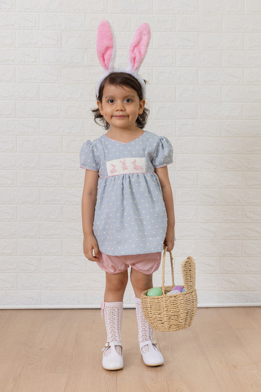 Cecile Girl Set - Smocked Bunnies