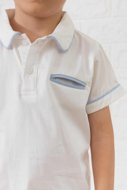William Polo Set - Blue Swiss Dot