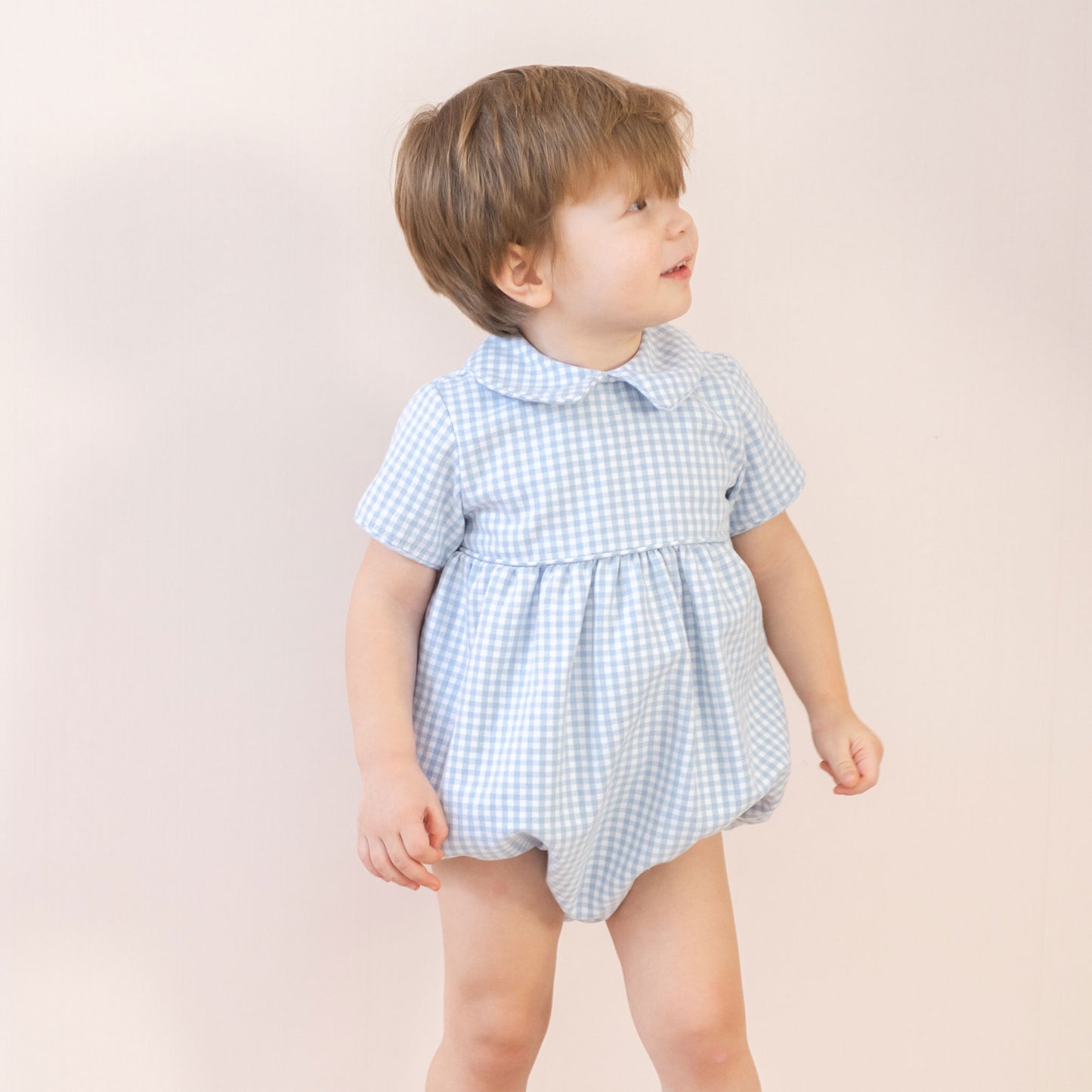 Lucas Boy Bubble Blue Gingham