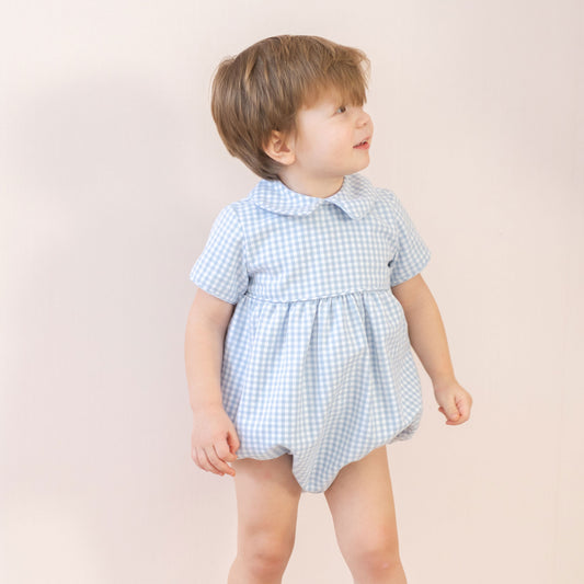 Lucas Boy Bubble Blue Gingham
