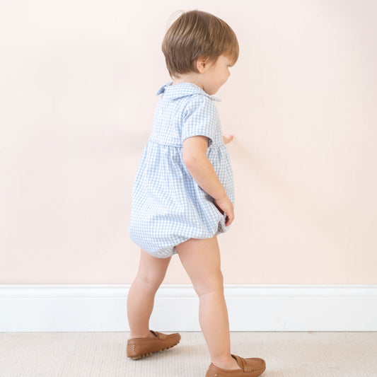Lucas Boy Bubble Blue Gingham