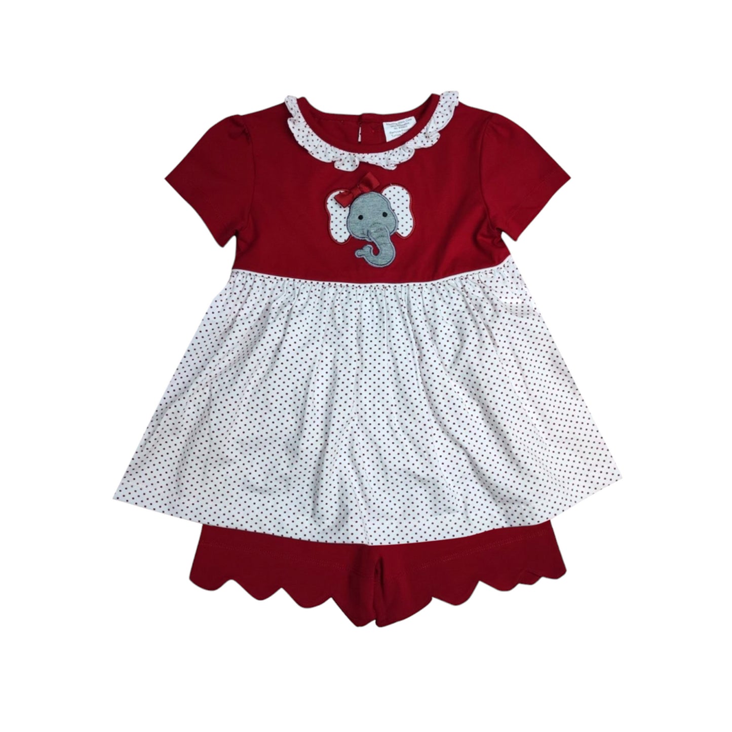 Elephant Crimson Dot Tunic Girl Short Set