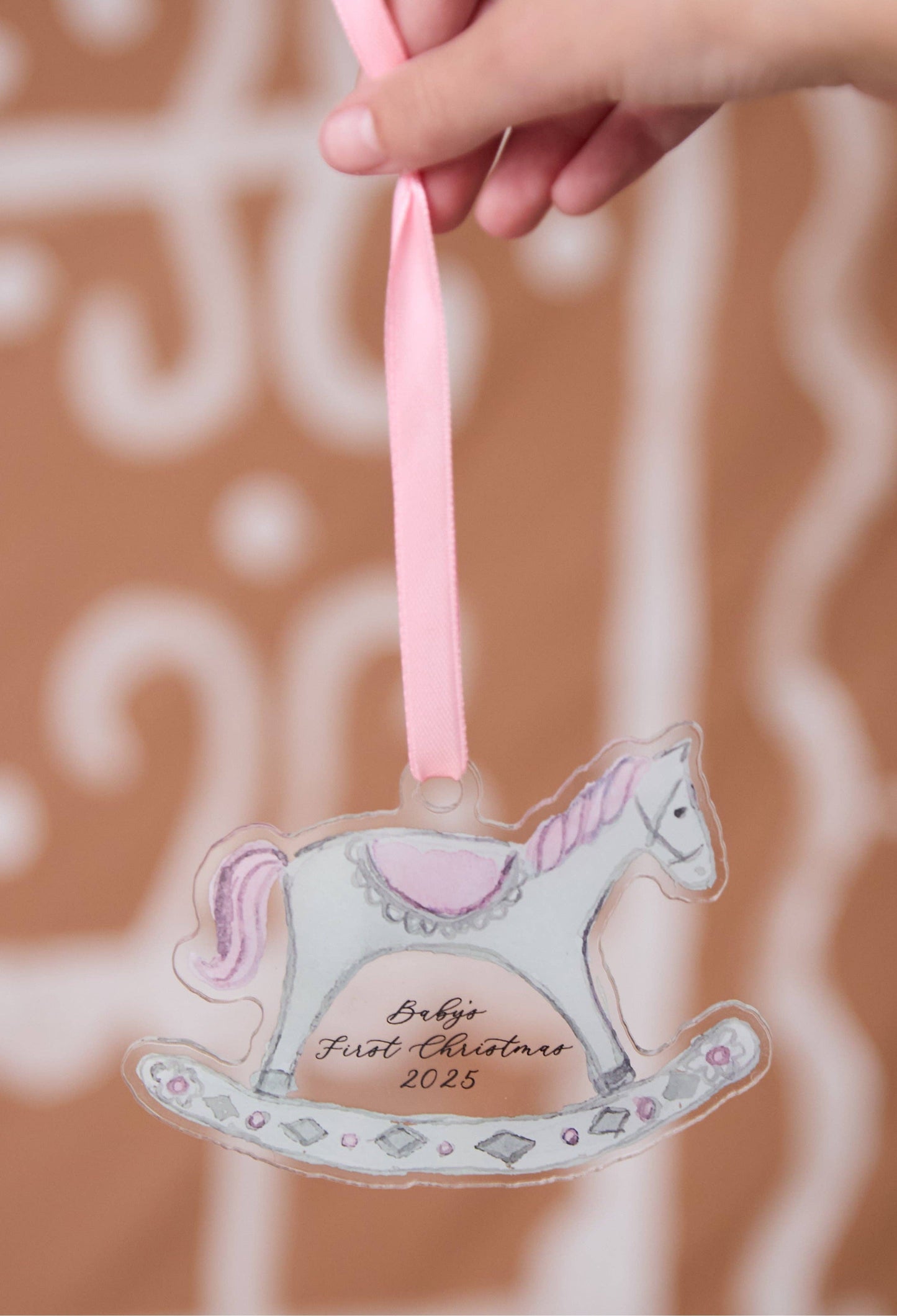 2025 Baby’s First Christmas Rocking Horse Ornament - Pink