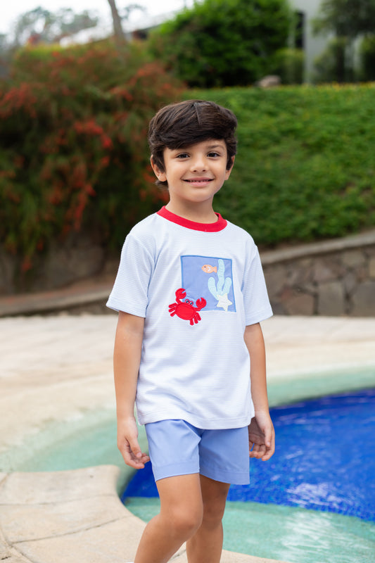 Crab Applique Tee & Short Set