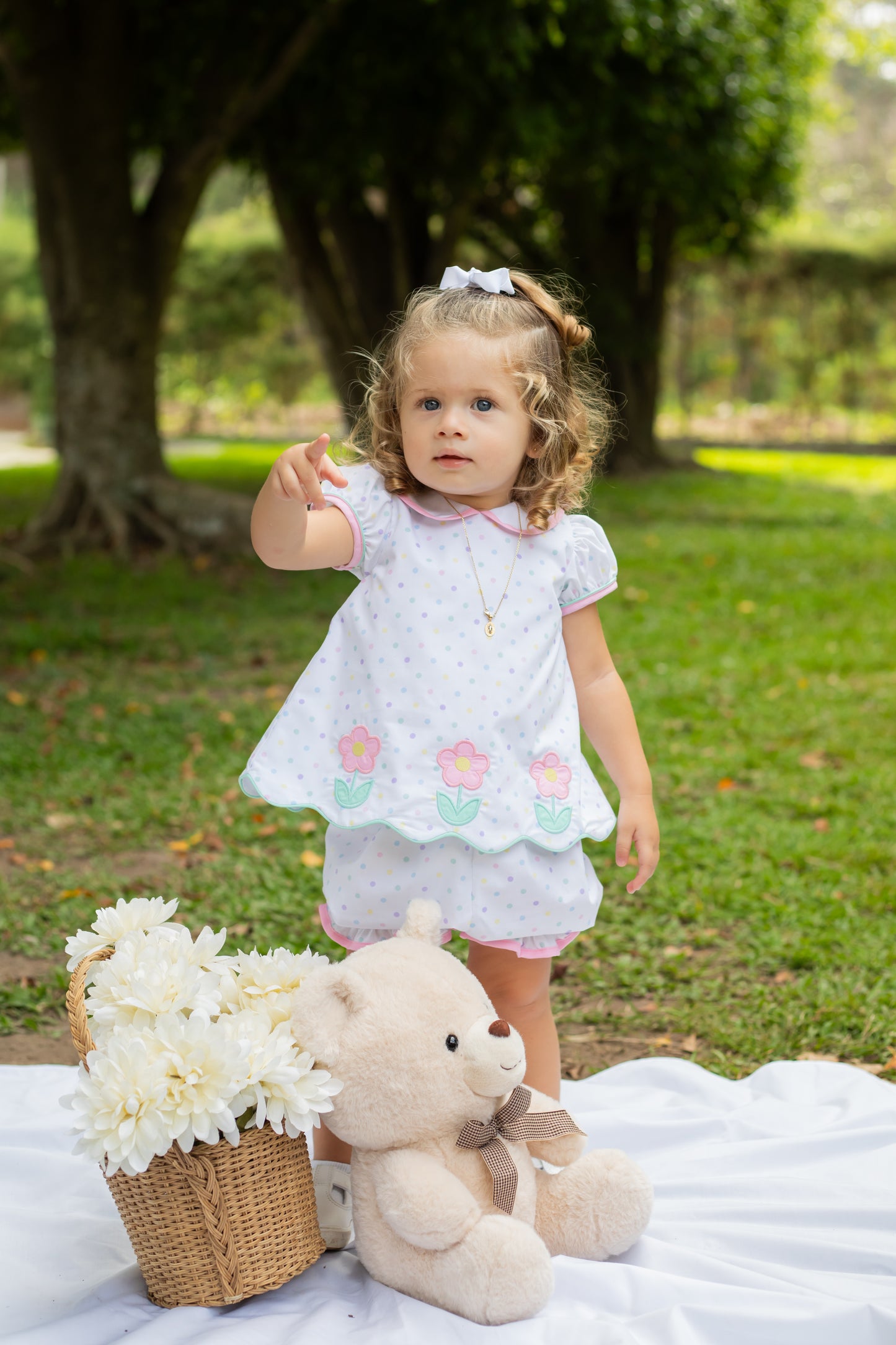Flowers Polka Dot Bloomer Set