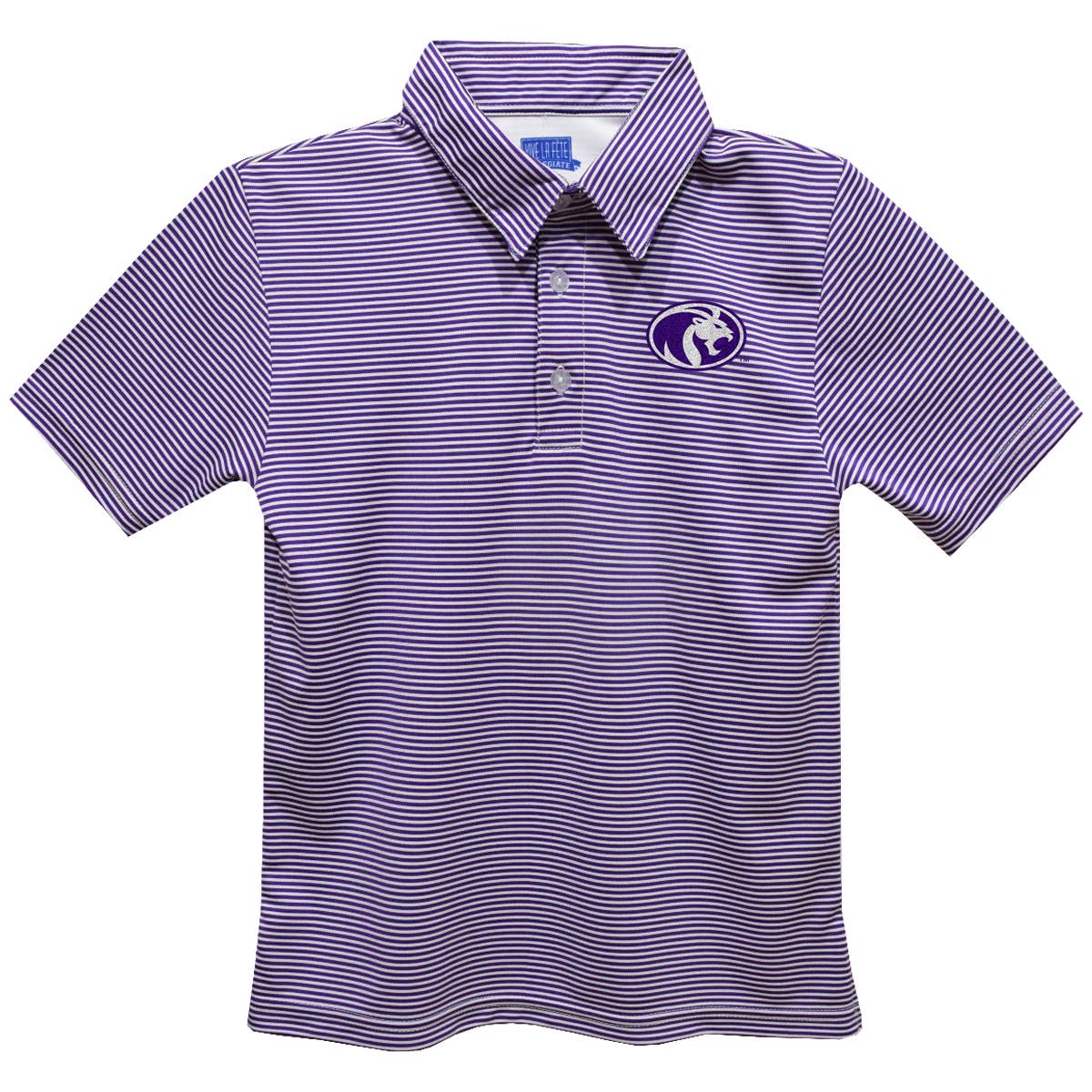 UNA Lions Embroidered Purple Stripes Polo