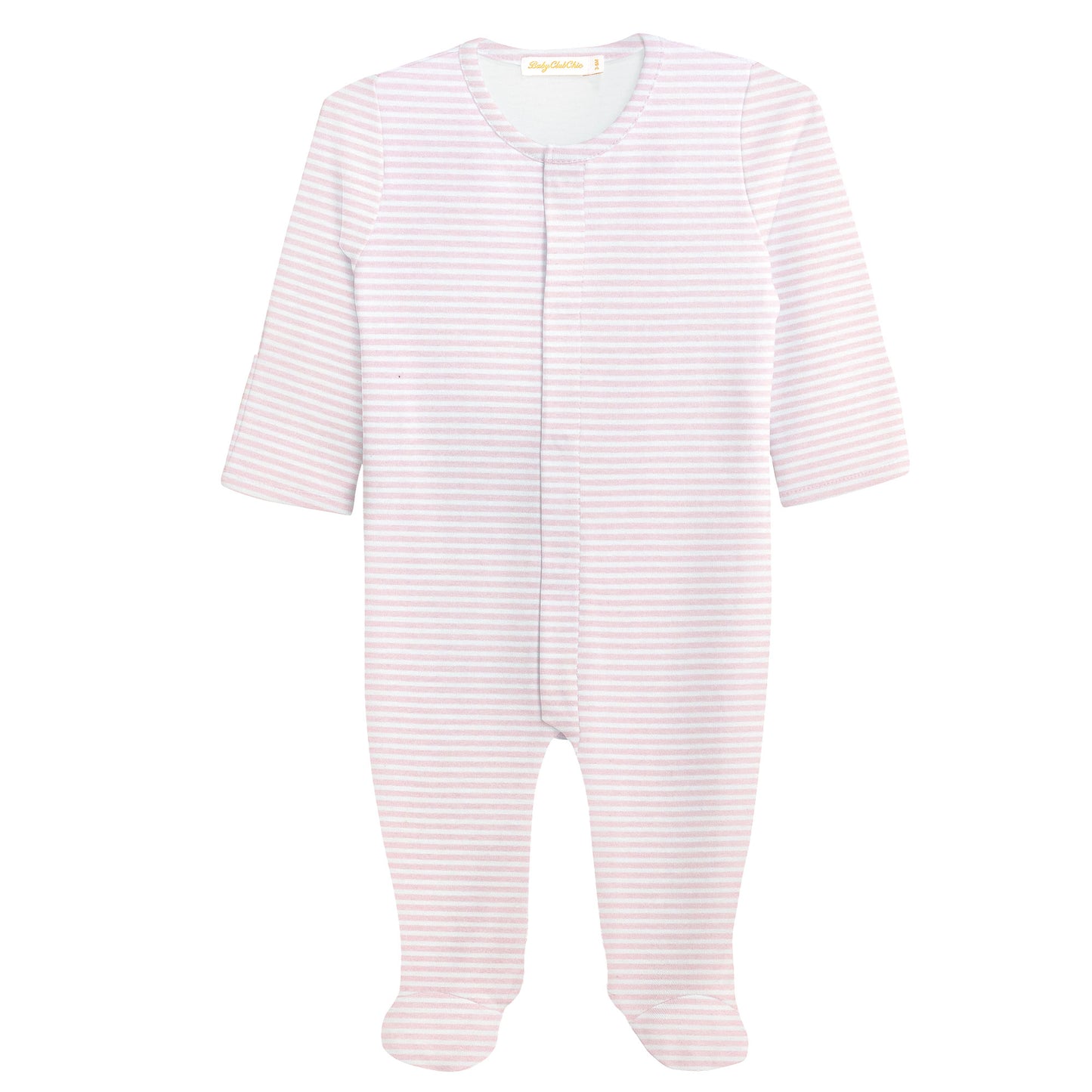 Pink Stripes Soft Button PJ Footie