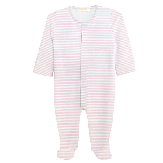 Pink Stripes Soft Button PJ Footie