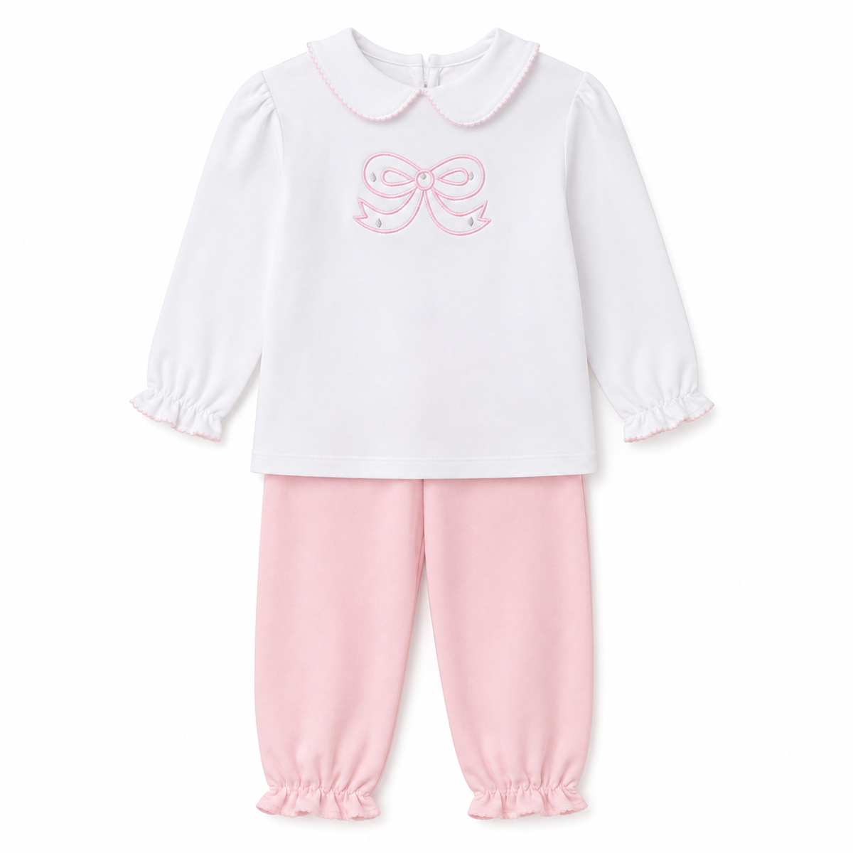 Applique Bow Pink Bloomer Pant Set