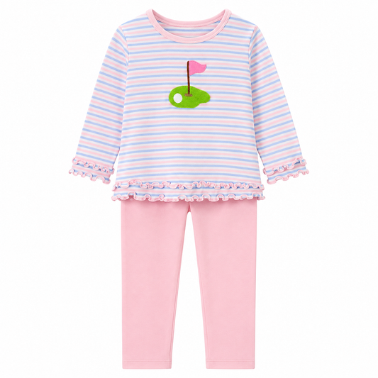 Golf Pink Stripe Legging Set