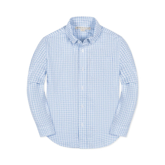 Blue Gingham Seersucker Button Down