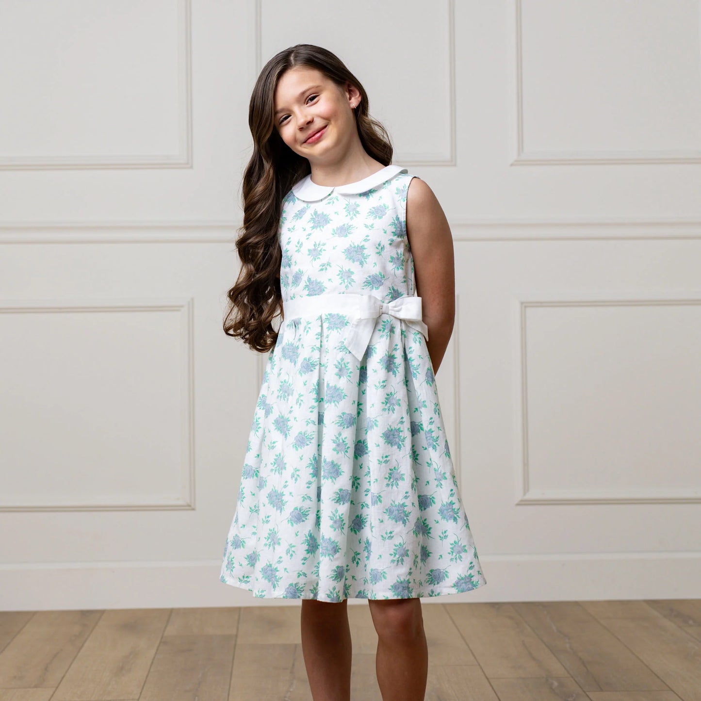 Coastal Floral Linen Tea Dress