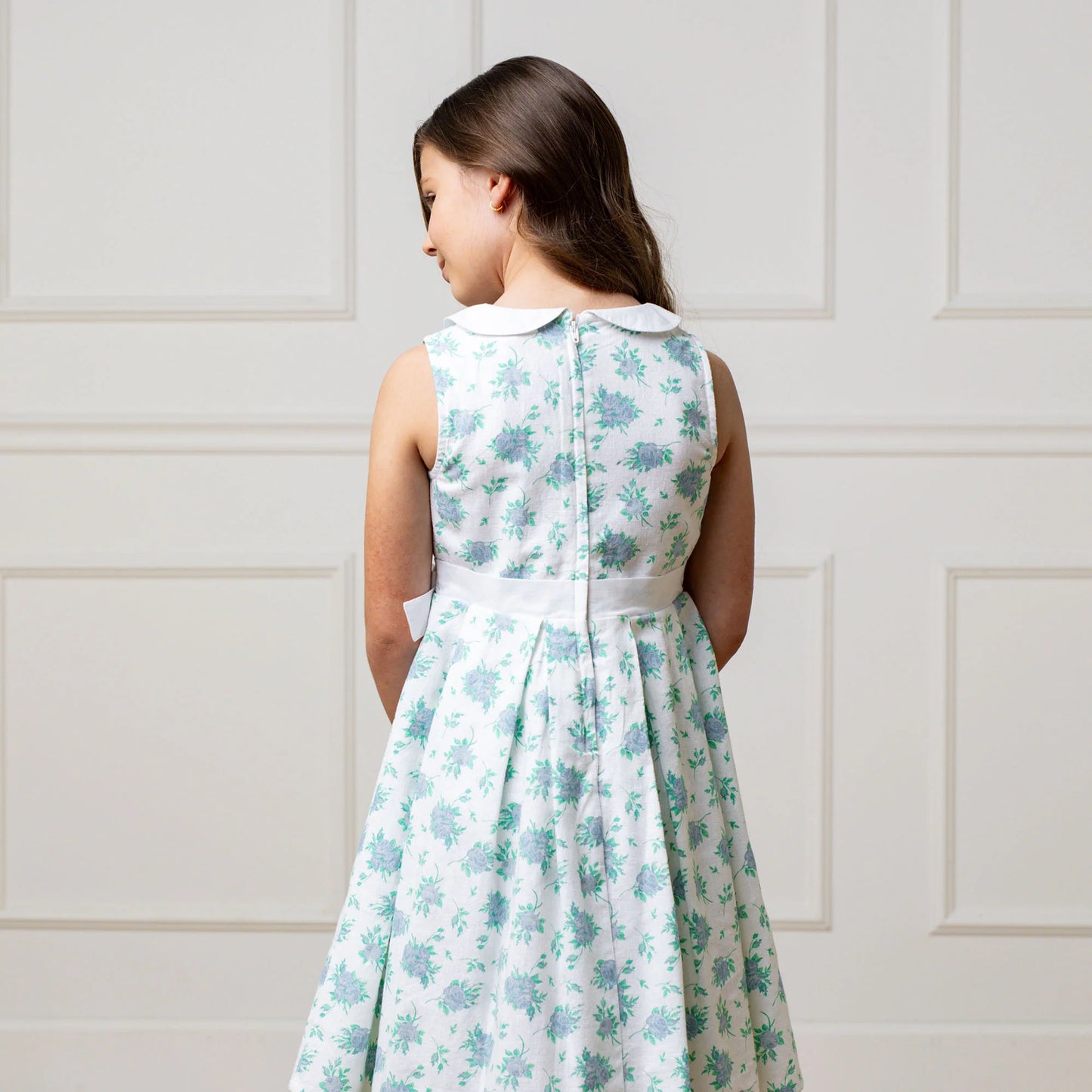 Coastal Floral Linen Tea Dress