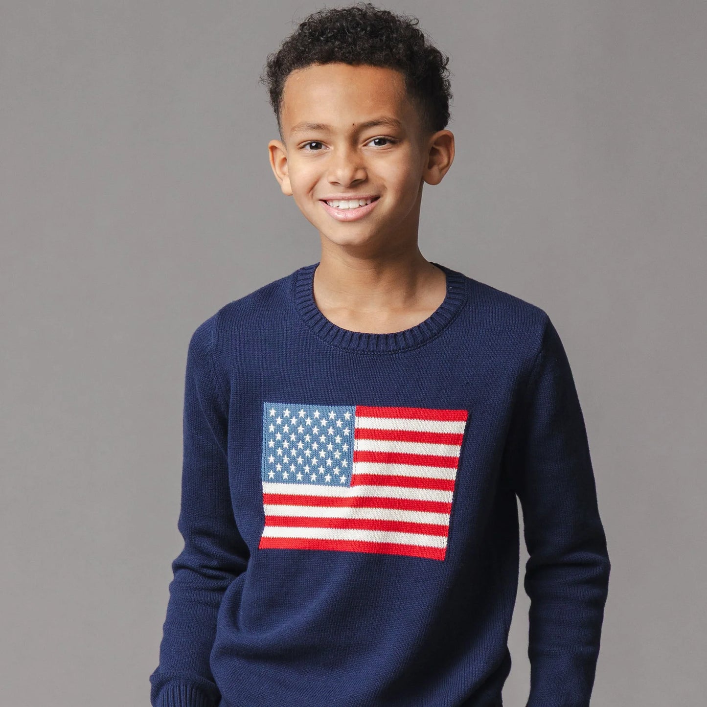 Organic Crew Neck American Flag Sweater