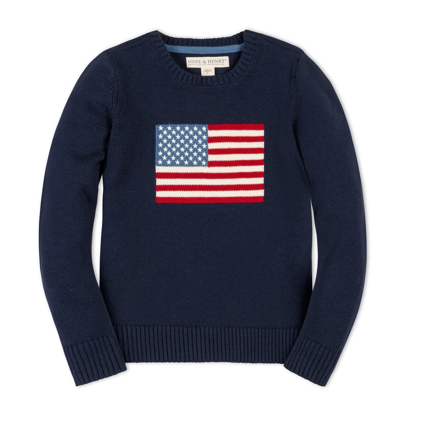 Organic Crew Neck American Flag Sweater