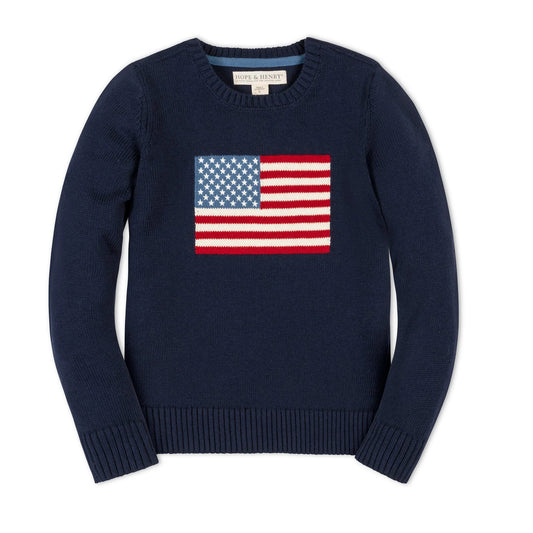 Organic Crew Neck American Flag Sweater