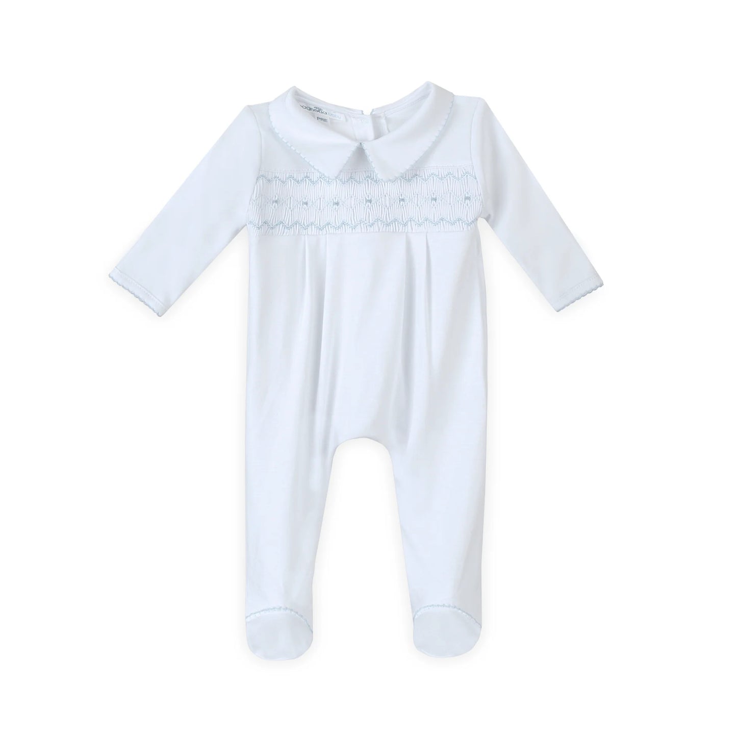 Landon's Classic Blue Smocked Footie