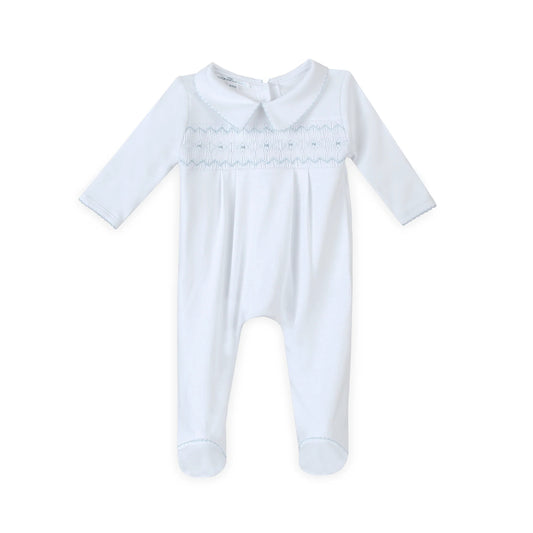 Landon's Classic Blue Smocked Footie