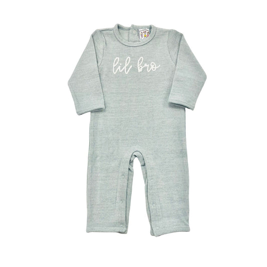 Lil Bro Script Blue Romper