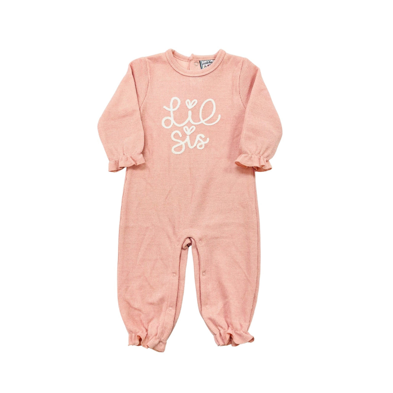 Lil Sis Script Pink Romper