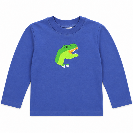 Blue T-Rex Dinosaur Long Sleeve Tee