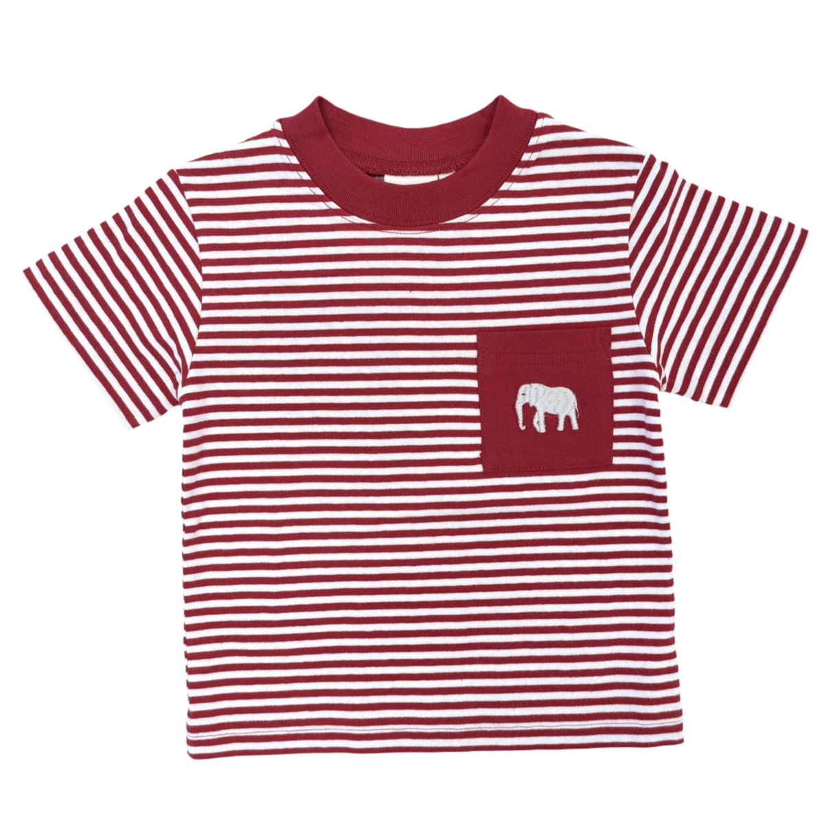 Striped Crimson Elephant Pocket Tee