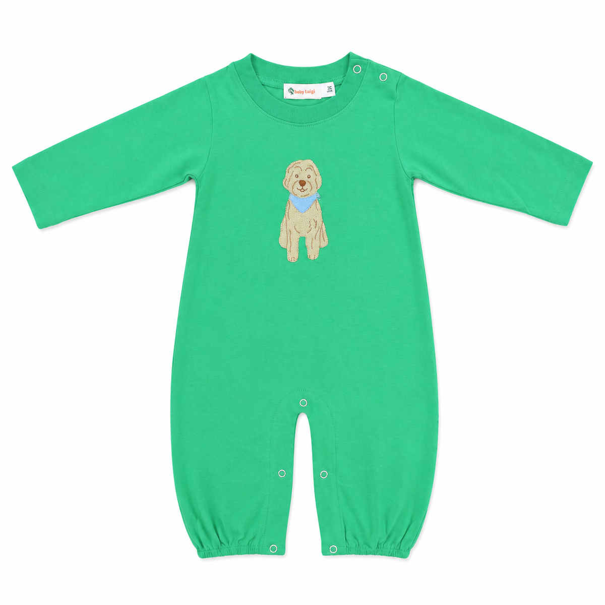 Green Golden Doodle Dog Boy Romper