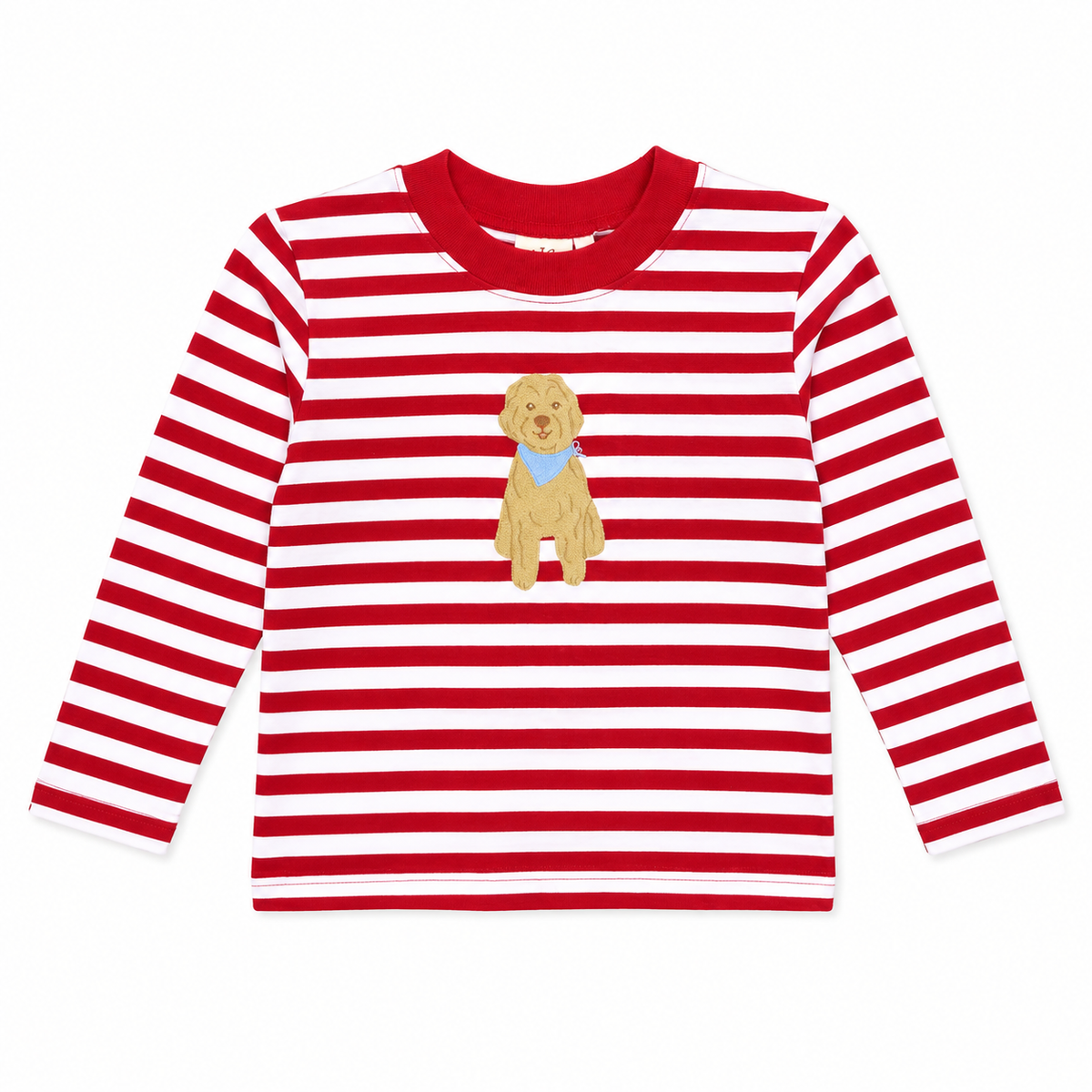 Red Stripe Golden Doodle Boy Long Tee