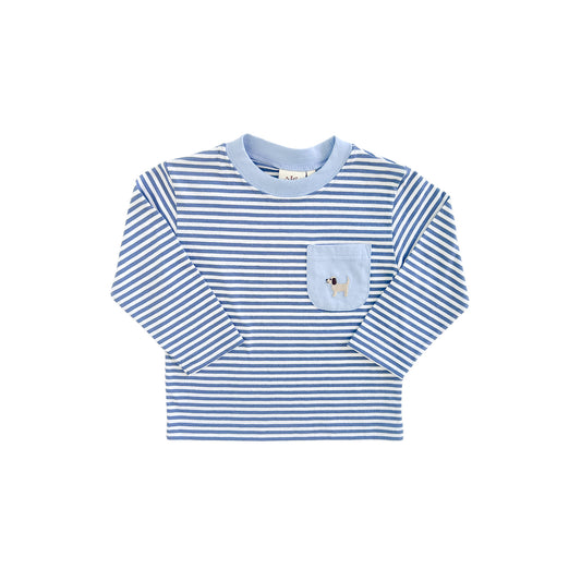 Blue Stripe Puppy Pocket Tee