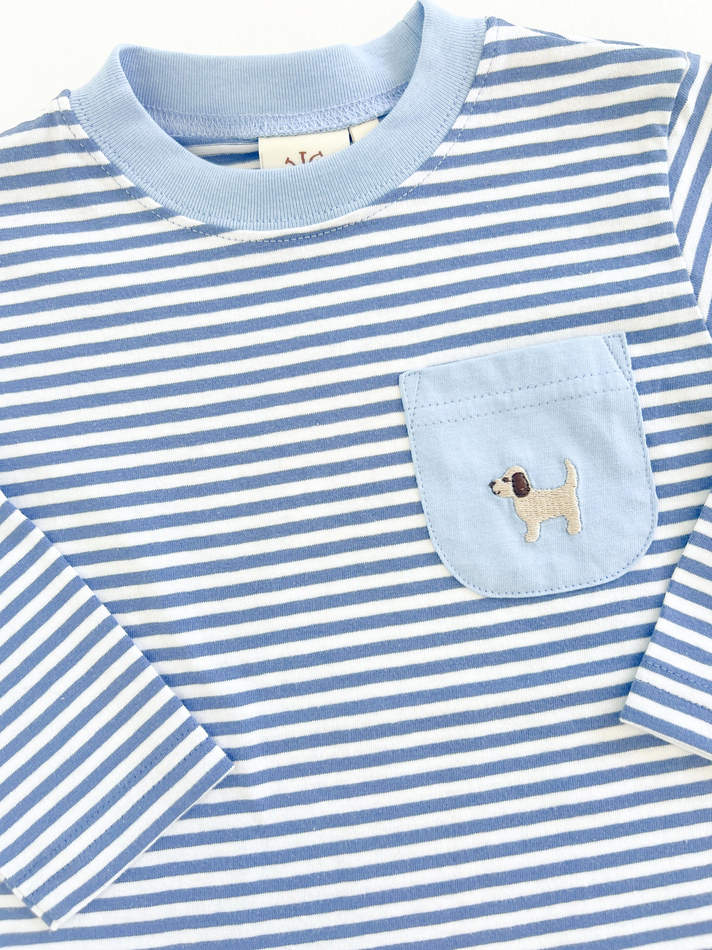 Blue Stripe Puppy Pocket Tee