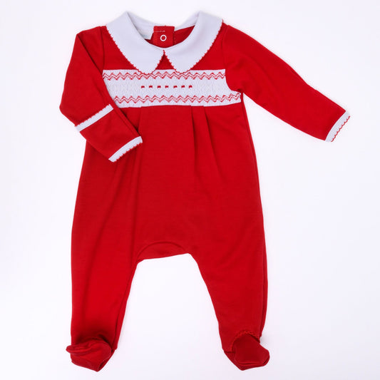 Red Chris Classics Smocked Footie