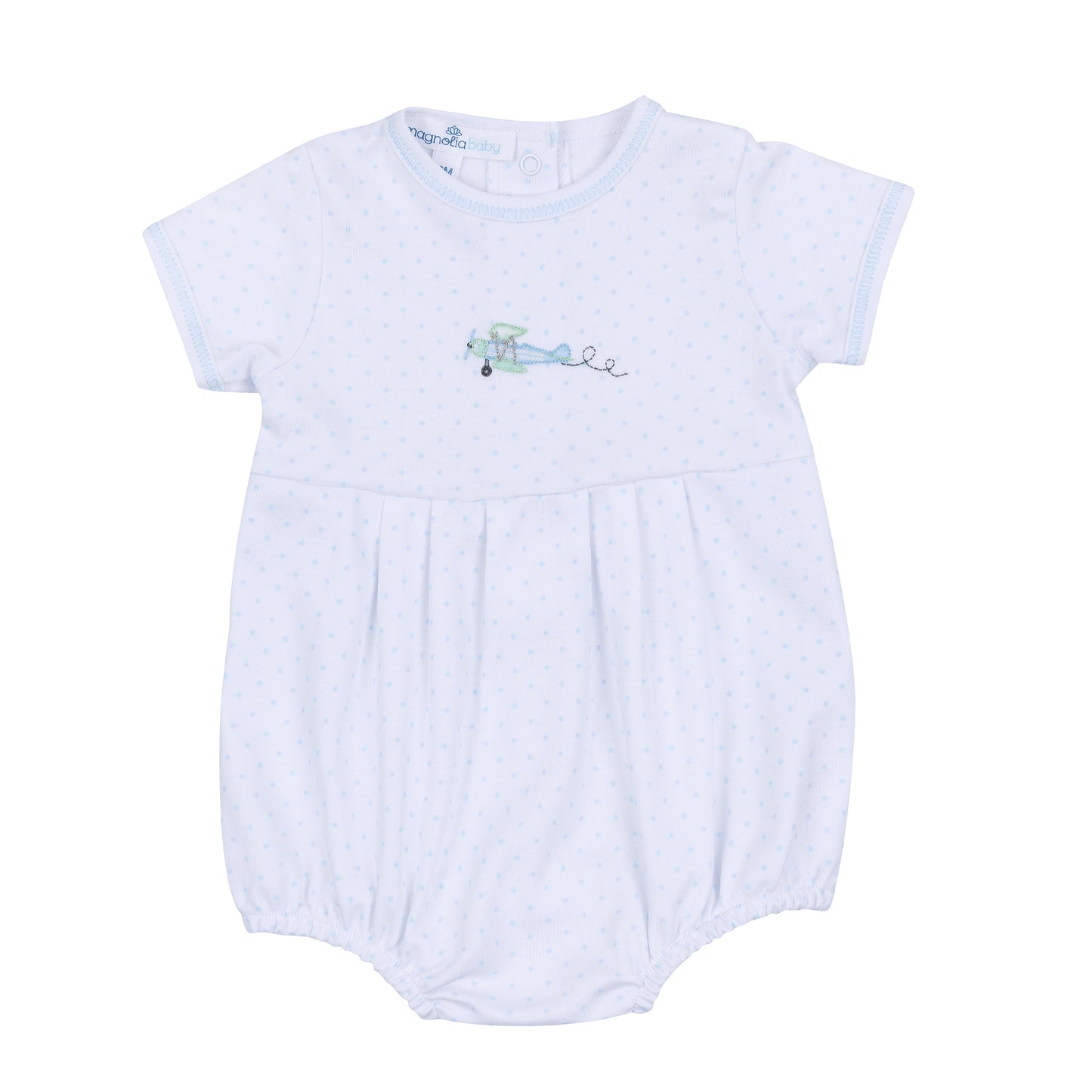 Take Flight Embroidered Blue Dot Bubble