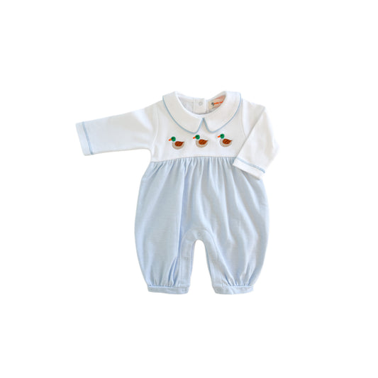 Peter Pan Collar Blue Mallard Romper