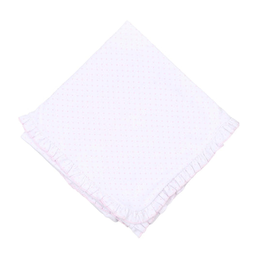 Mini Dots Ruffle Receiving Blanket - Pink