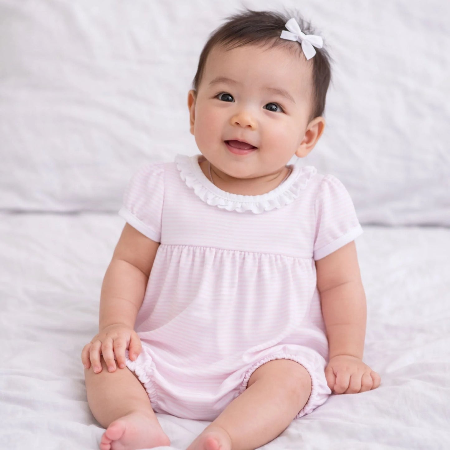 Mini Stripes Ruffle Bubble - Pink