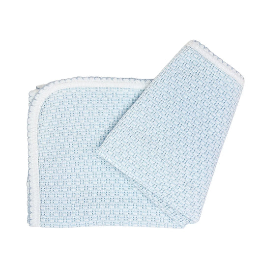 Knit Swaddle Blanket Blue with Bow