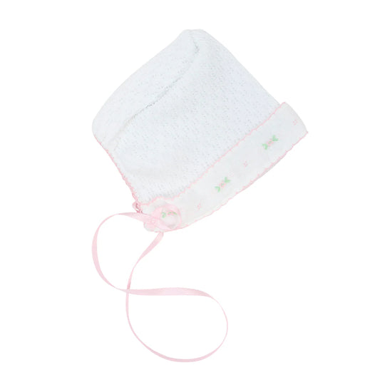 Knit Bonnet Swiss Floral Trim