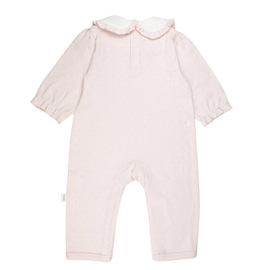 Girls Pink Pointelle Knit Romper