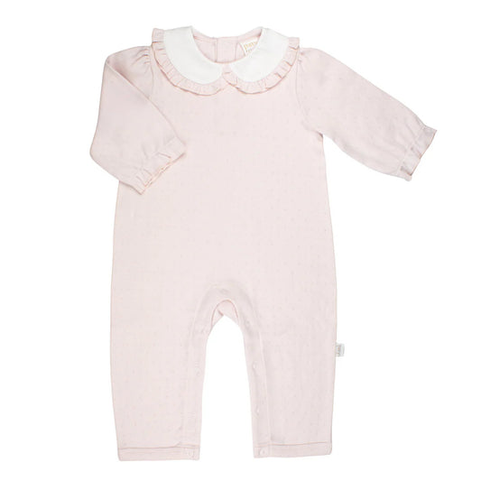 Girls Pink Pointelle Knit Romper