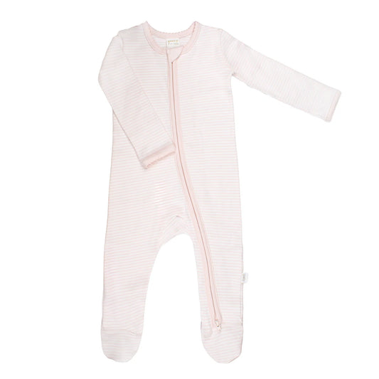 Pink Stripe Zipper Footie PJ