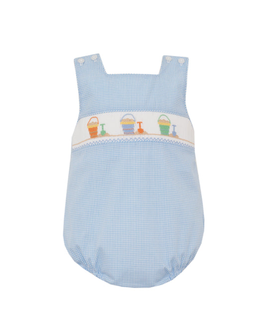 Smocked Sand Pails Blue Checked Bubble
