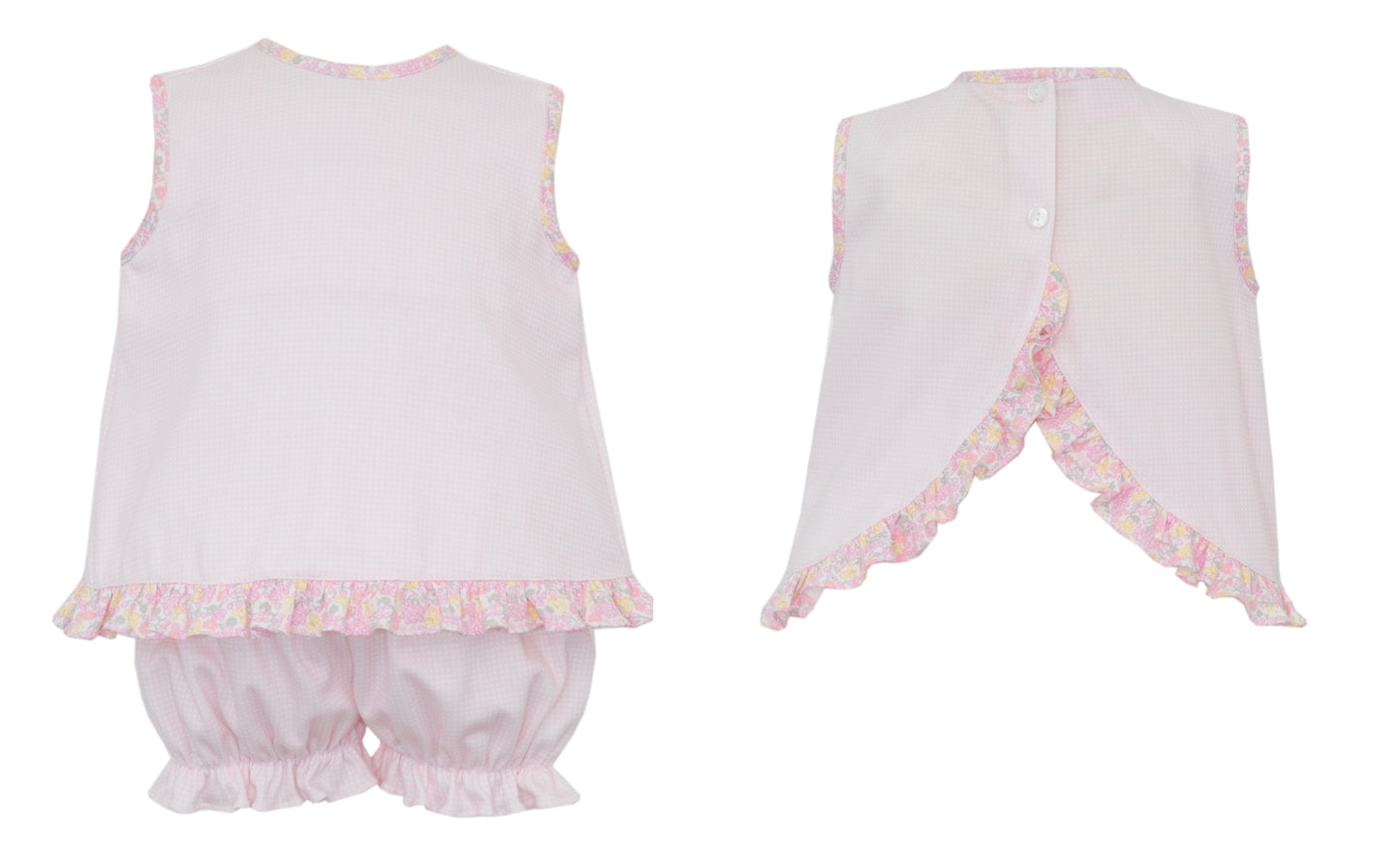 Pink w/ Floral Trim Knit Bloomer Set