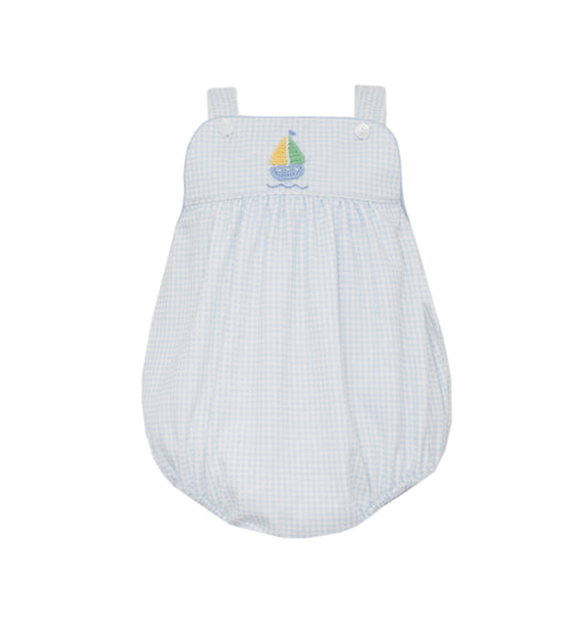 Blue Gingham Sailboat Pima Boy Bubble