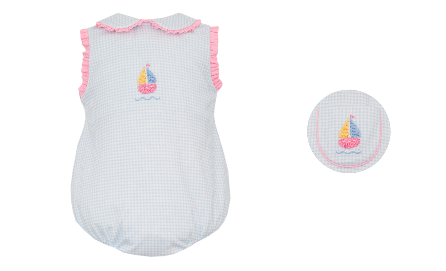 Blue Gingham Sailboat Girl Bubble