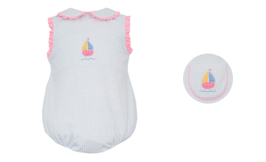 Blue Gingham Sailboat Girl Bubble