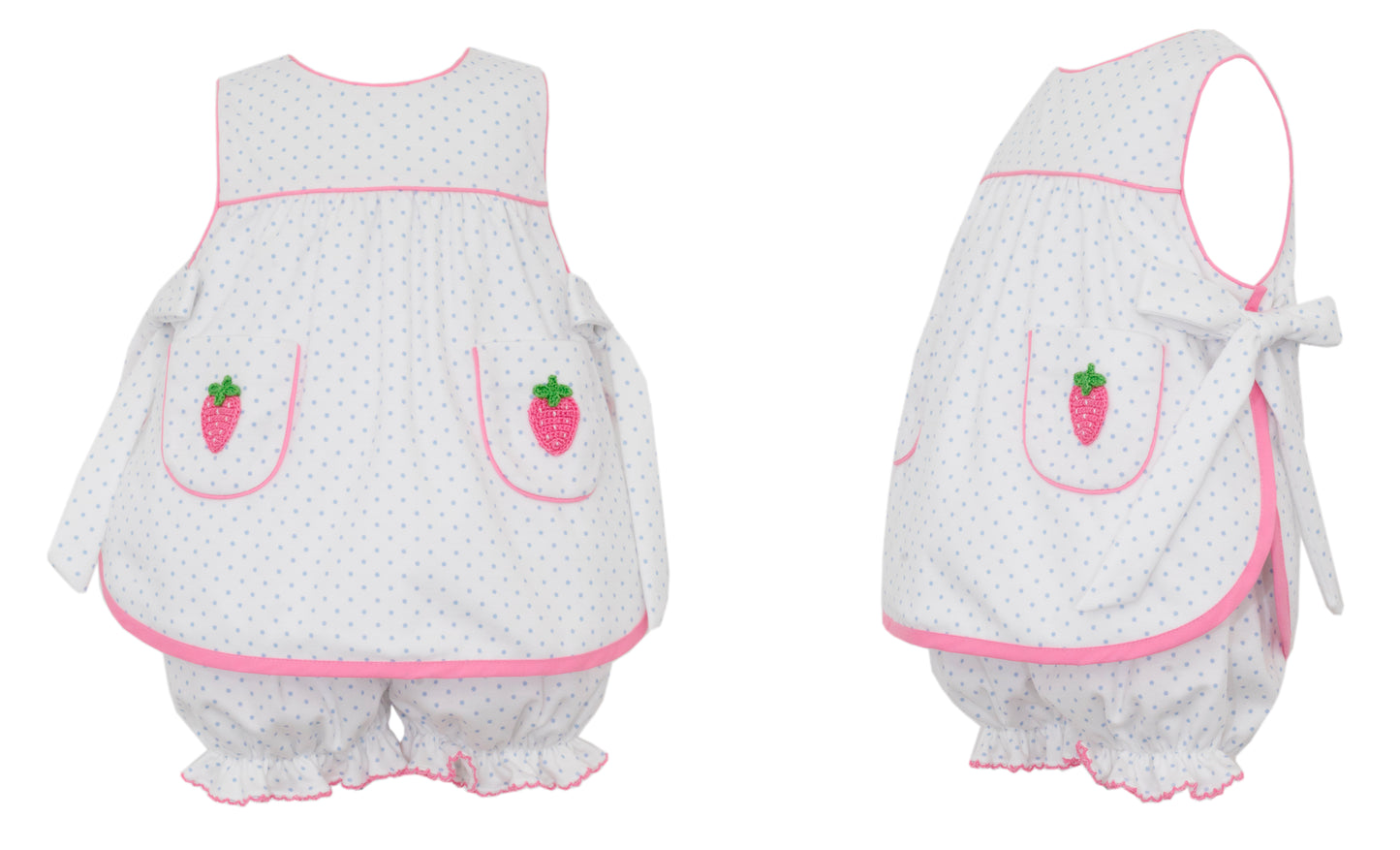 Strawberry Side-Tie Knit Bloomer Set